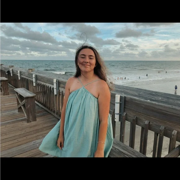 which color goes with green dress Urban Outfitters Blue Gingham Babydoll Dress with Lace Trim Collar and –  The Thrifty Hippy main image 0